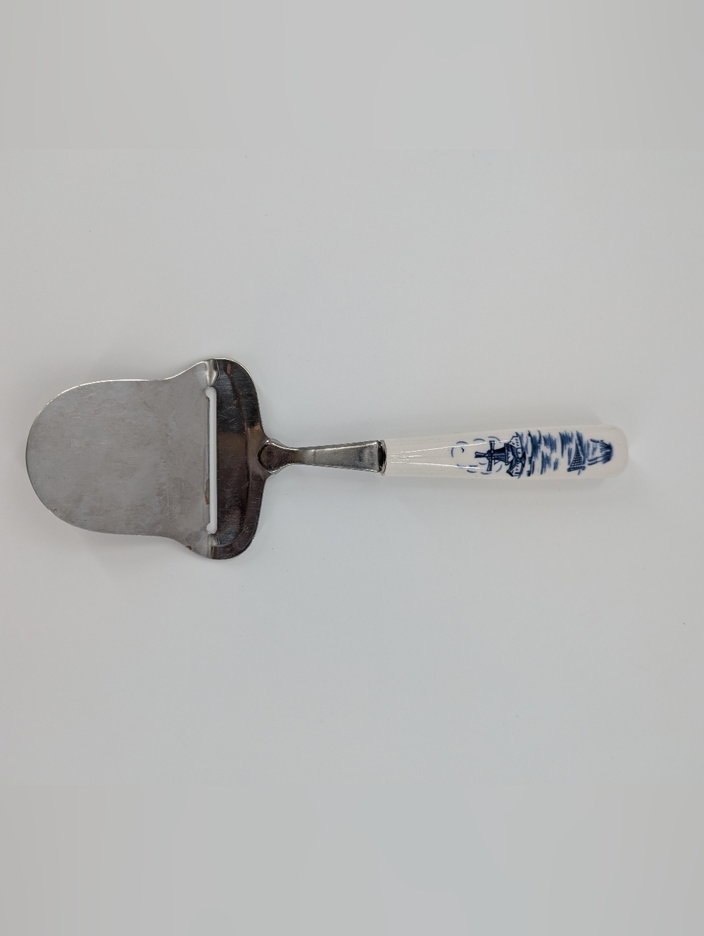 Vintage Delft Ellesva Blue White Porcelain Windmill Cheese Plane Slicer Dutch